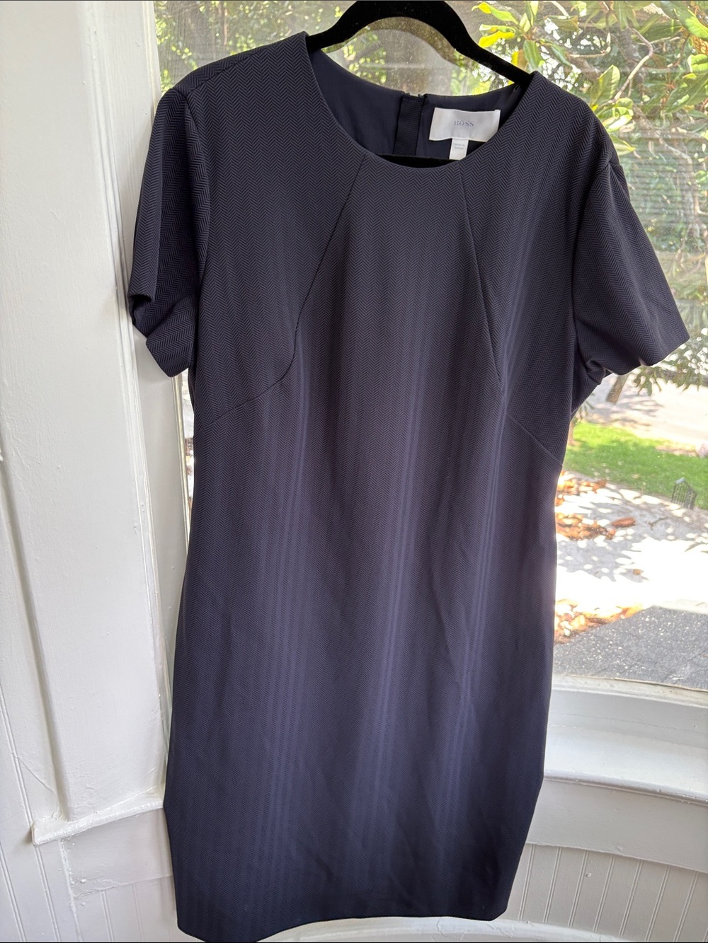 Hugo Boss Blue Short-Sleeve Mini Shift Dress-Size 16